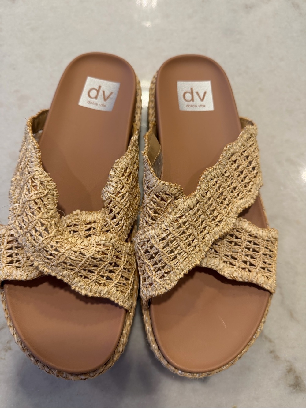 DOLCE VITA Woven Platform Slide Sandals in Natural!! New! 7.5 - Picture 4 of 7